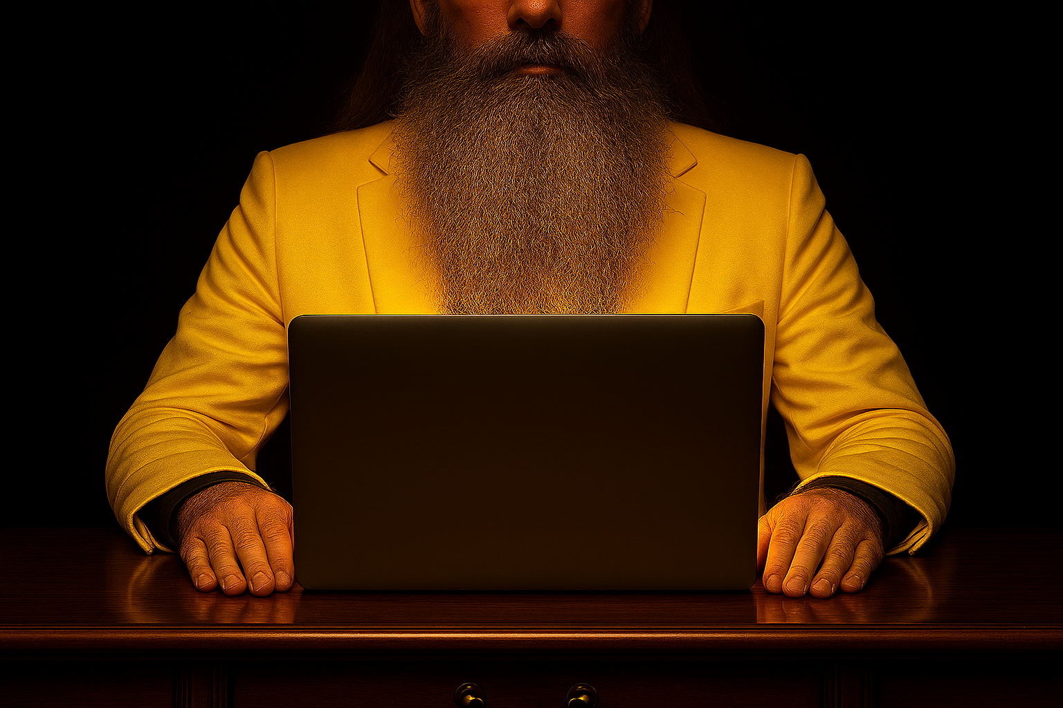 Hisham Khasawinah Works on a Laptop